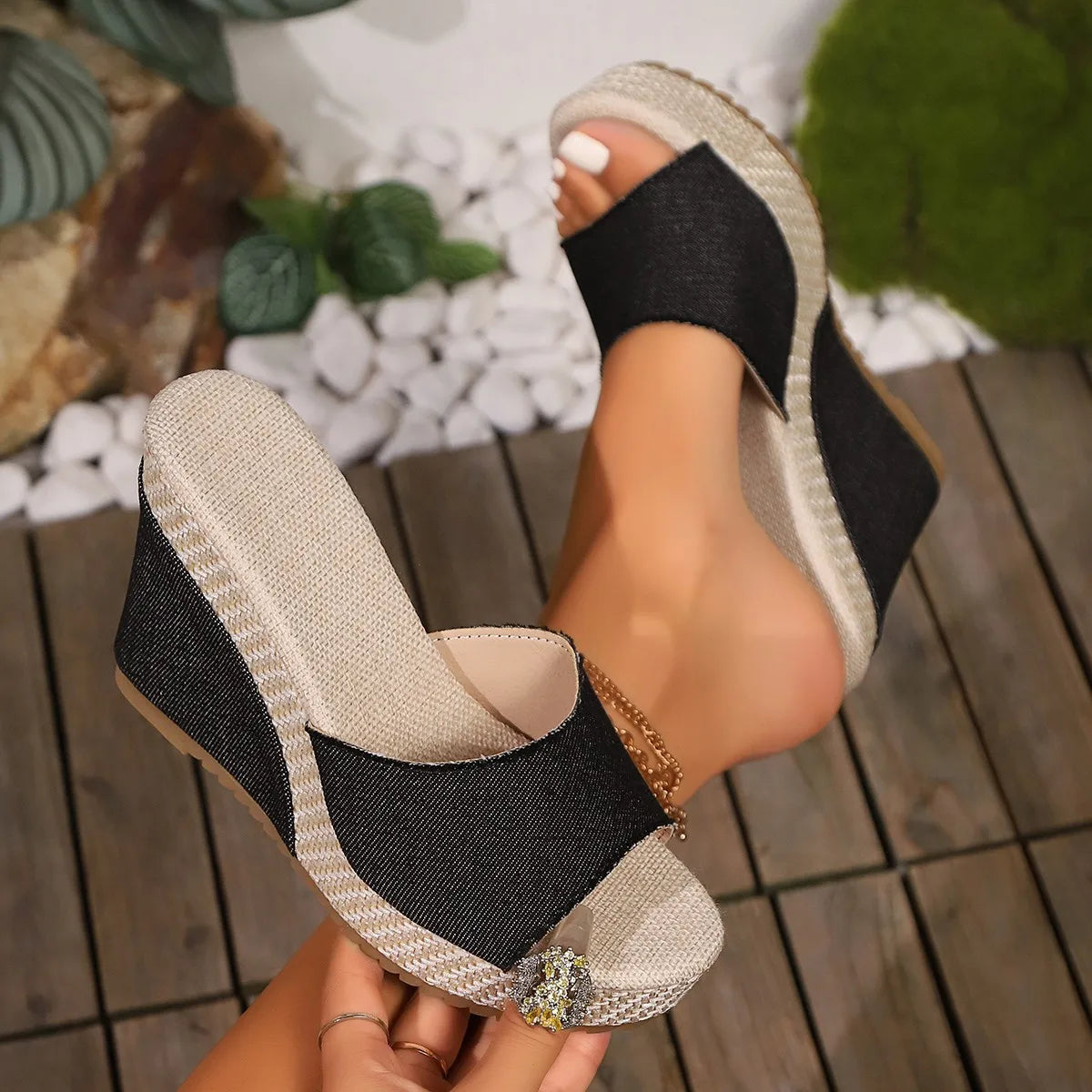 Damen Wedge Sandalen – Bequeme Platform Slides für Sommer