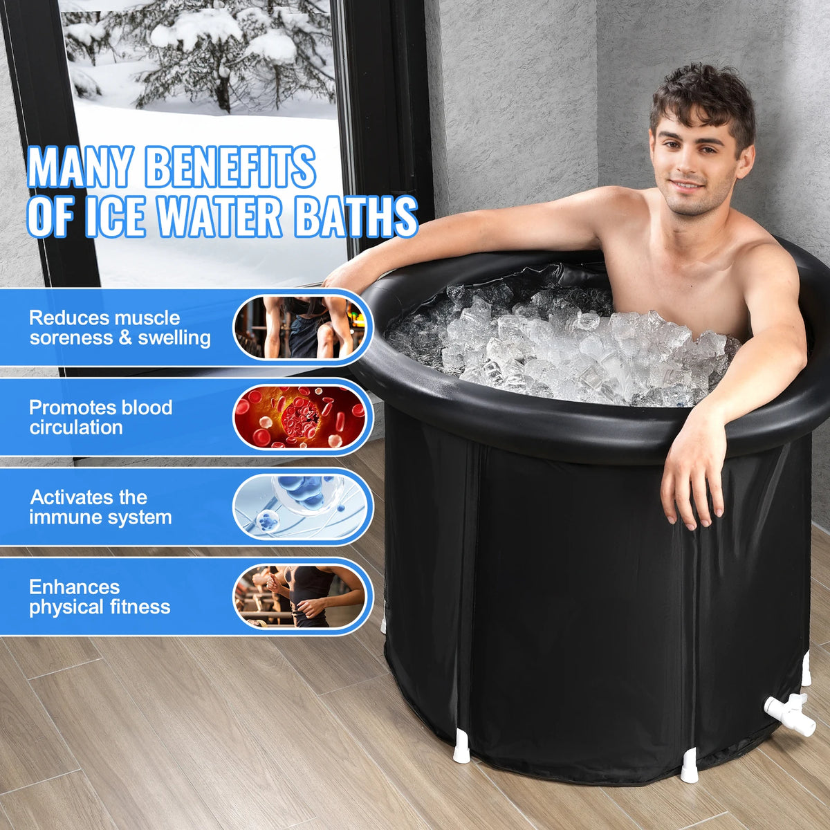 Eisbadewanne für Kaltwassertherapie – Aufblasbar, Tragbar, für Athleten & Outdoor, 3 Größen