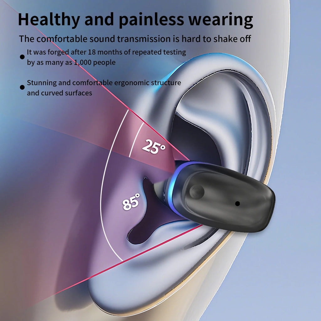 Bluetooth 5.3 Knochenleitungs-Kopfhörer – Clip-On, Einseitig, Sport, für iPhone & Android