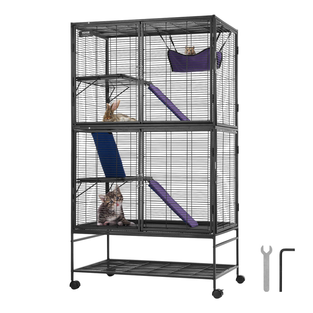 Rollender Metall-Kleintierкäfig 4-stöckig – Großer Käfig für Frettchen, Ratten, Hamster, Meerschweinchen & Chinchilla