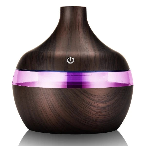 Elektrischer Aroma Luftbefeuchter aus Holz – Ultraschall, 300ml, ätherische Öle, für Zuhause