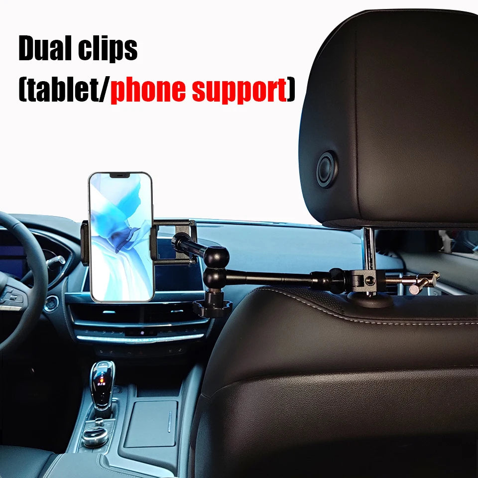 Tablet Autohalter Magic Arm 4–11 Zoll – 360° drehbar, Klemme, 1/4"-Adapter, für iPad & Smartphone