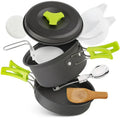 9-teiliges Camping Kochgeschirr-Set – Aluminium, Leicht & Kompakt, Grün