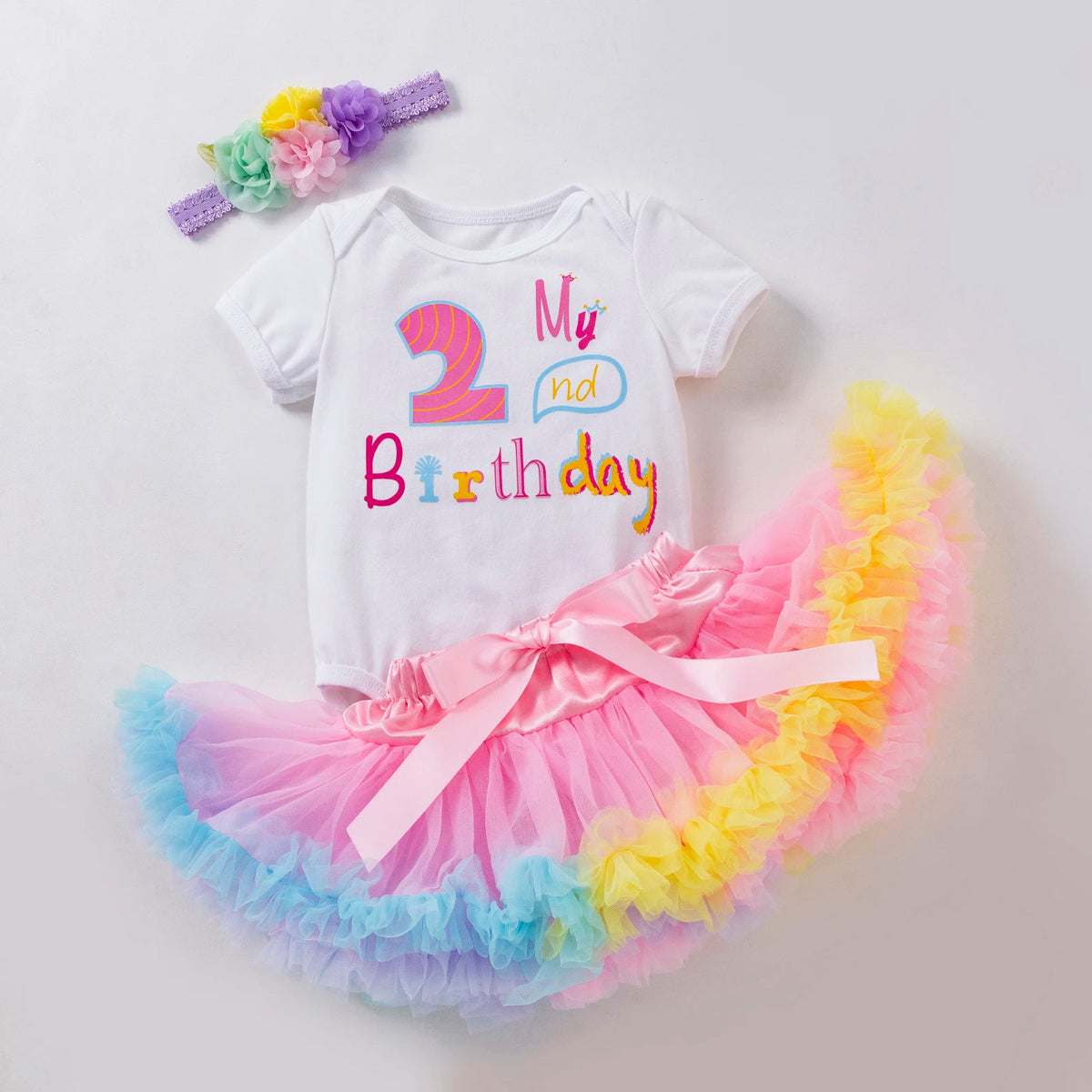 Baby Mädchen Geburtstags-Set 3-teilig – Body, Tüllrock & Haarband (3–24 Monate)