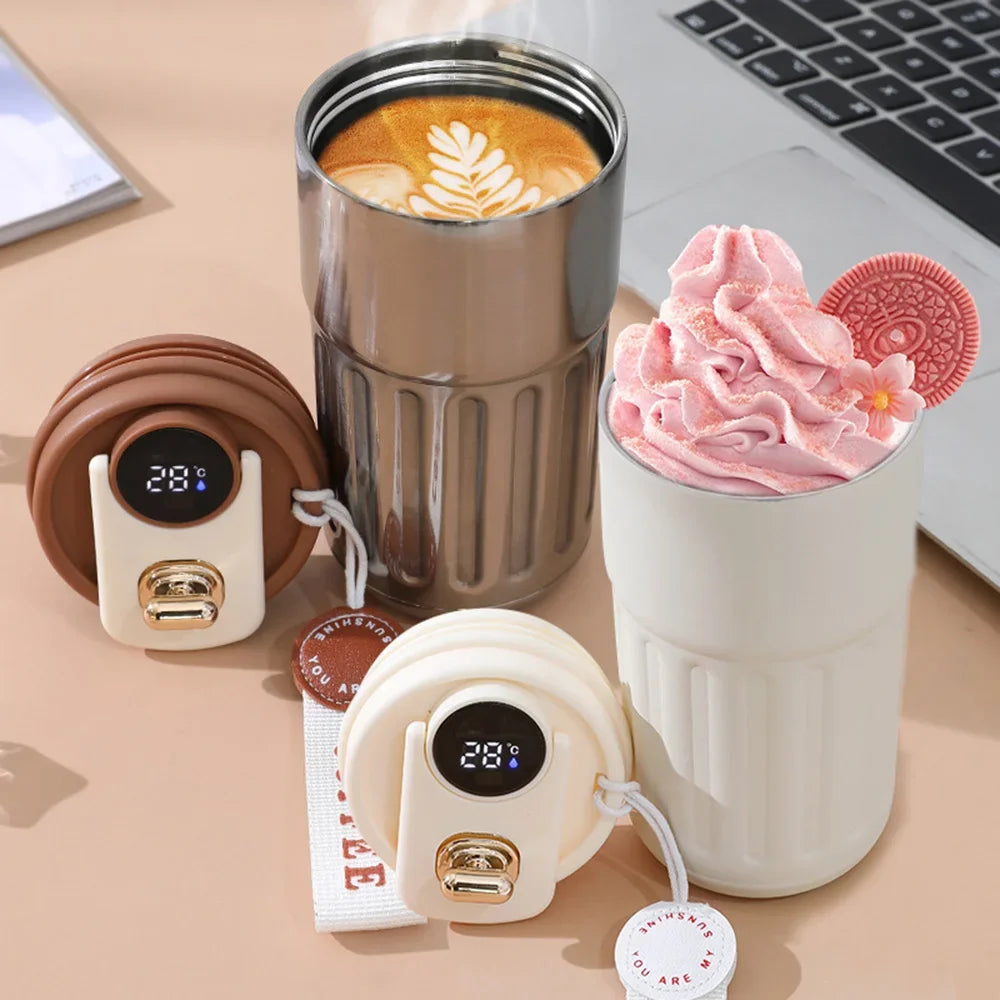 Smart Thermosflasche 450ml – LED-Temperaturanzeige & 316 Edelstahl
