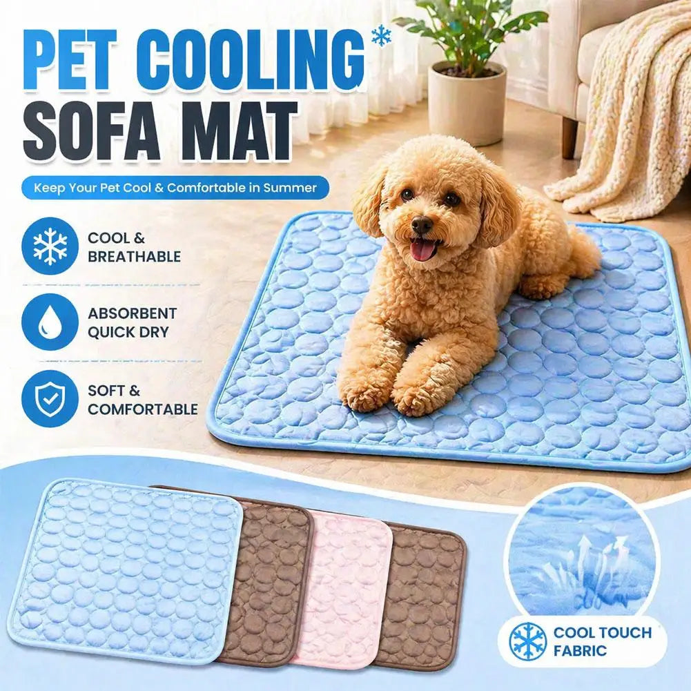 Kühlmatte für Hunde & Katzen – Eisseide, waschbar & tragbar (Sommer Schlafmatte)