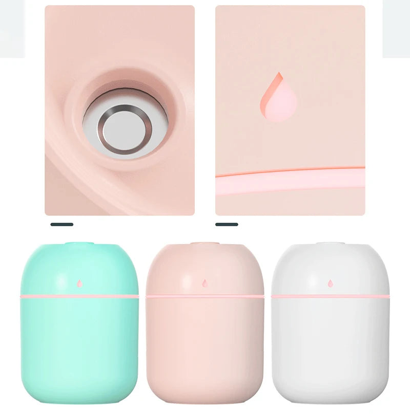 Mini Luftbefeuchter USB – 220ml mit Farbwechsellicht & Aroma-Diffuser
