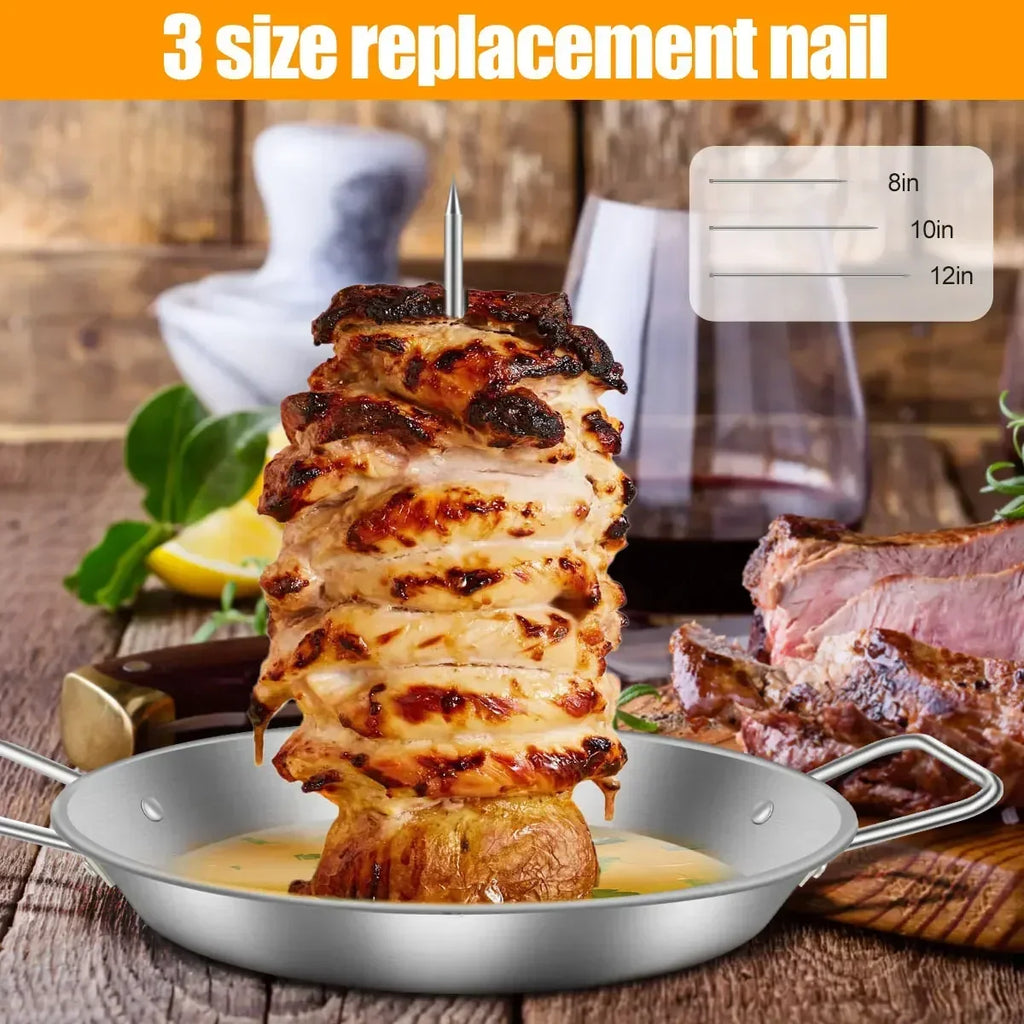 Vertikaler Fleischspiess-Ständer – Edelstahl, Silber | BBQ, Ofen & Grill