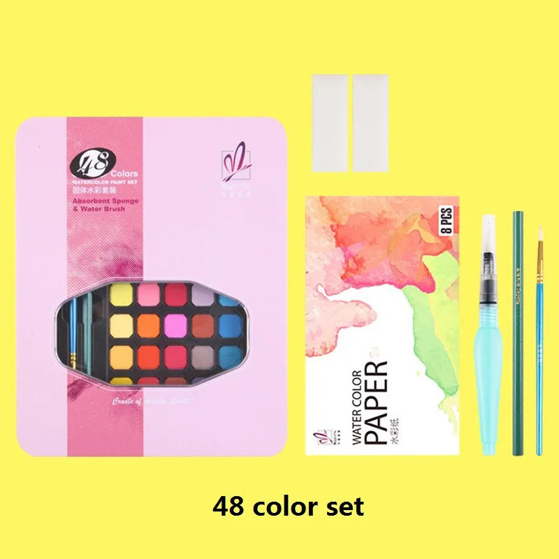 Professionelles Aquarell-Malset – 24/36/48 Farben, Reise-Set für Künstler & Kinder