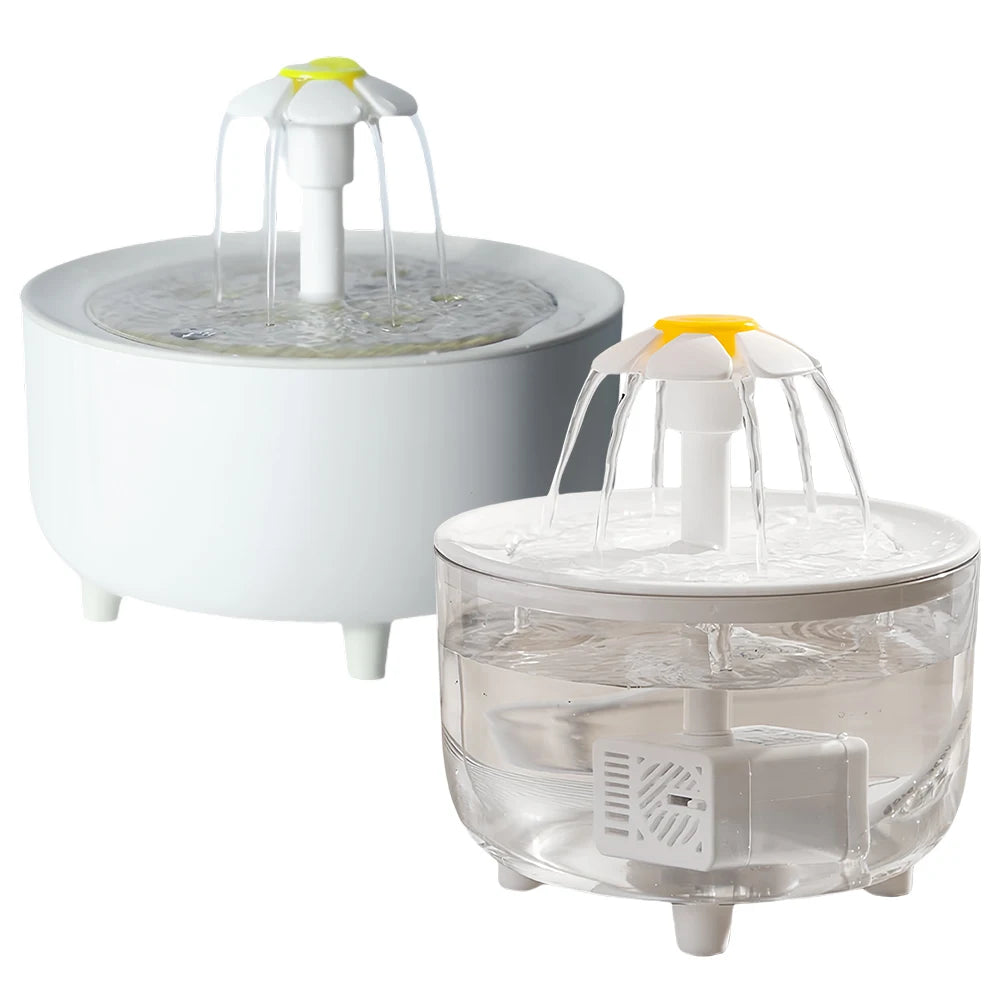 Automatischer Katzenwasserbrunnen 1200ml – USB, leise, mit Aktivkohlefilter, für Katzen & Hunde (Weiß/Transparent)