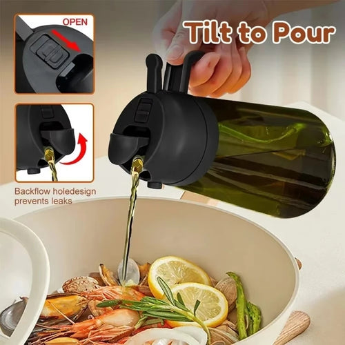 2-in-1 Öl-Sprühflasche aus Glas – 470 ml Olivenöl-Spender mit UV-Schutz