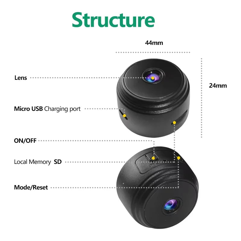 WLAN Mini Überwachungskamera – HD 720P, Drahtlos, für Babys & Haustiere
