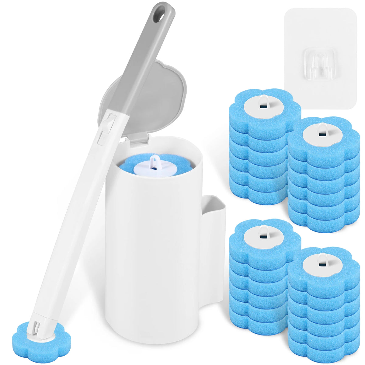 WC-Bürste mit Halter & Einweg-Wechselköpfen – 360° Reinigung, hygienisch & duftig