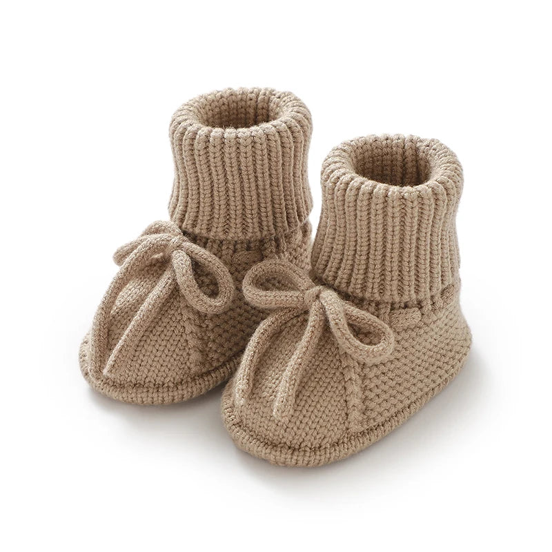 Baby Lauflernschuhe – Weiche Stricksohle mit Schleife, rutschfest (0–18 Monate)