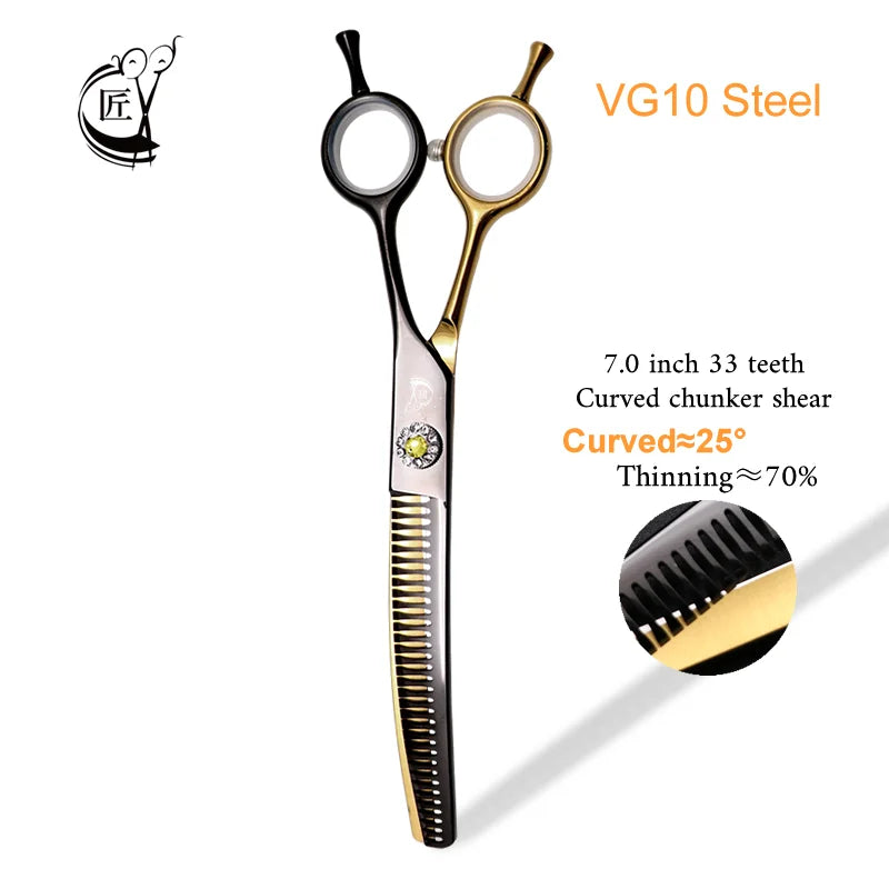 Crane Profi-Hundeschere 7 Zoll – Gebogen, Thinner & Chunker