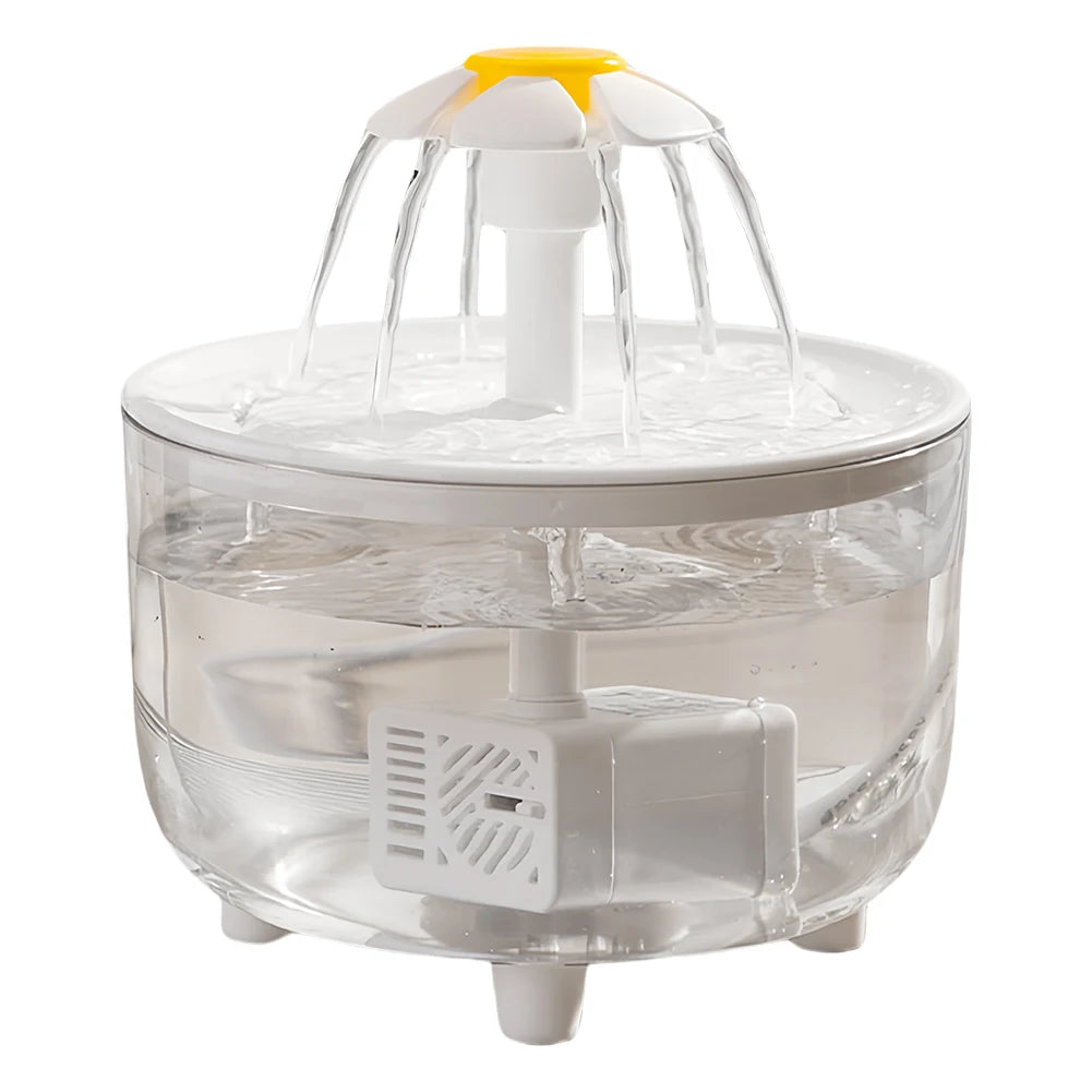 Automatischer Katzenwasserbrunnen 1200ml – USB, leise, mit Aktivkohlefilter, für Katzen & Hunde (Weiß/Transparent)