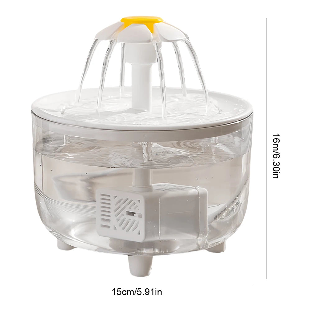 Automatischer Katzenwasserbrunnen 1200ml – USB, leise, mit Aktivkohlefilter, für Katzen & Hunde (Weiß/Transparent)