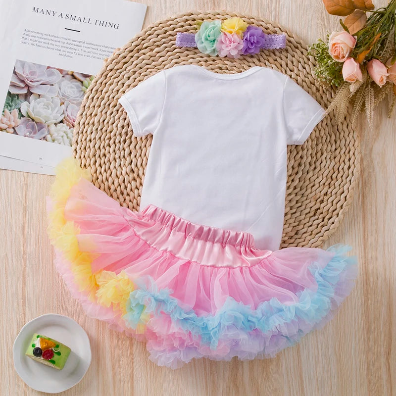 Baby Mädchen Geburtstags-Set 3-teilig – Body, Tüllrock & Haarband (3–24 Monate)