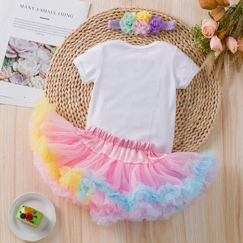 Baby Mädchen Geburtstags-Set 3-teilig – Body, Tüllrock & Haarband (3–24 Monate)