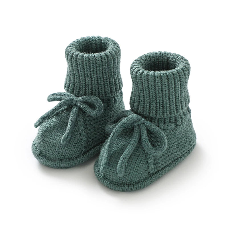 Baby Lauflernschuhe – Weiche Stricksohle mit Schleife, rutschfest (0–18 Monate)