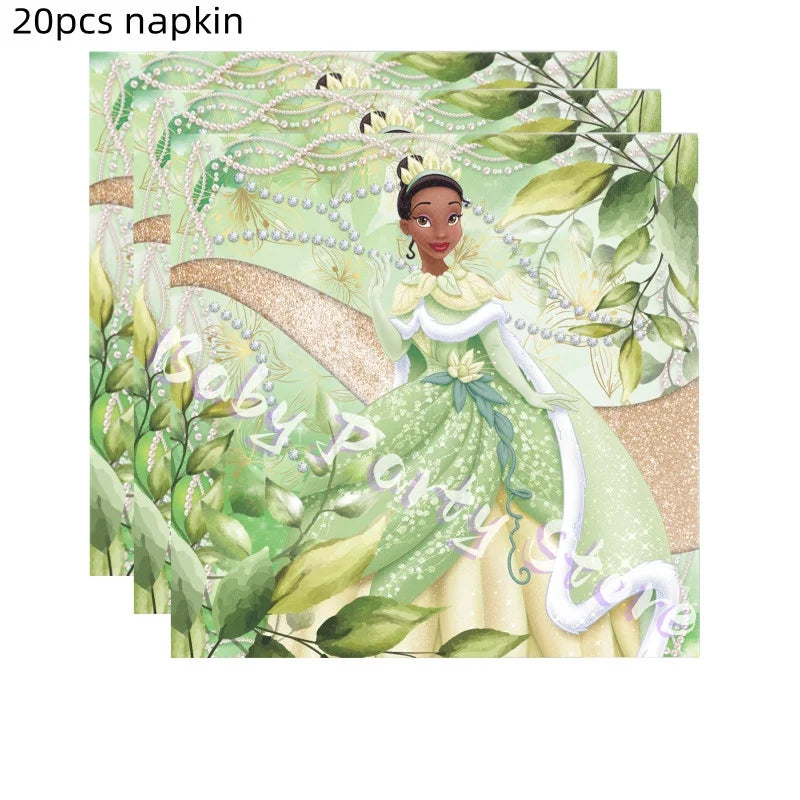 Frosch-Prinzessin Tiana Party-Set – Einweggeschirr für Kindergeburtstag