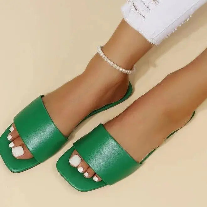 Damen Flachsandalen 2026 – Slip-On, Quadratische Zehenpartie | Strand & Alltag