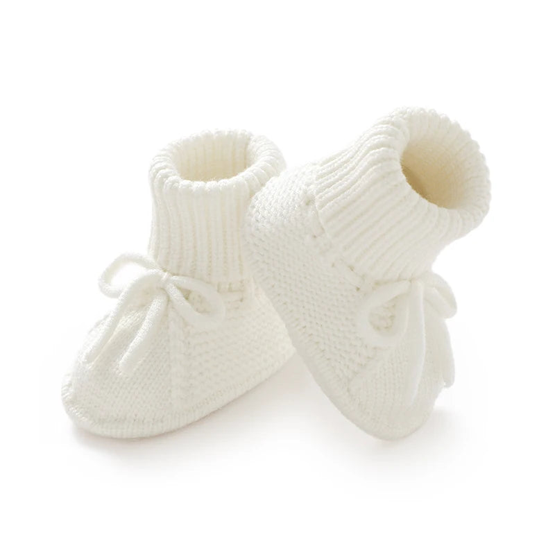 Baby Lauflernschuhe – Weiche Stricksohle mit Schleife, rutschfest (0–18 Monate)