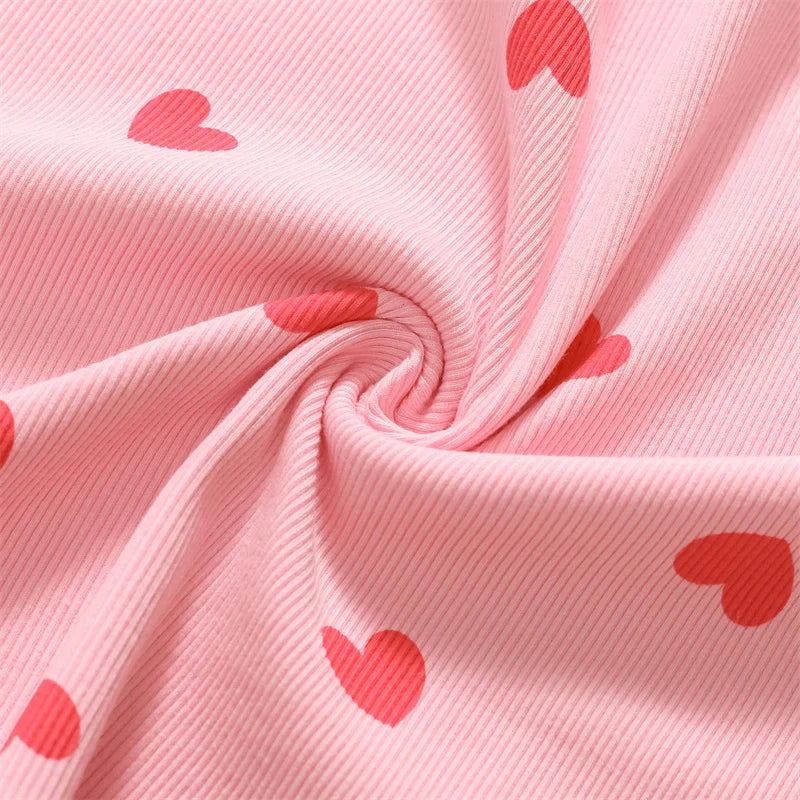 Mädchenkleid Kurzarm mit Herzmuster – Sommerkleid aus Baumwolle (2–7 Jahre)