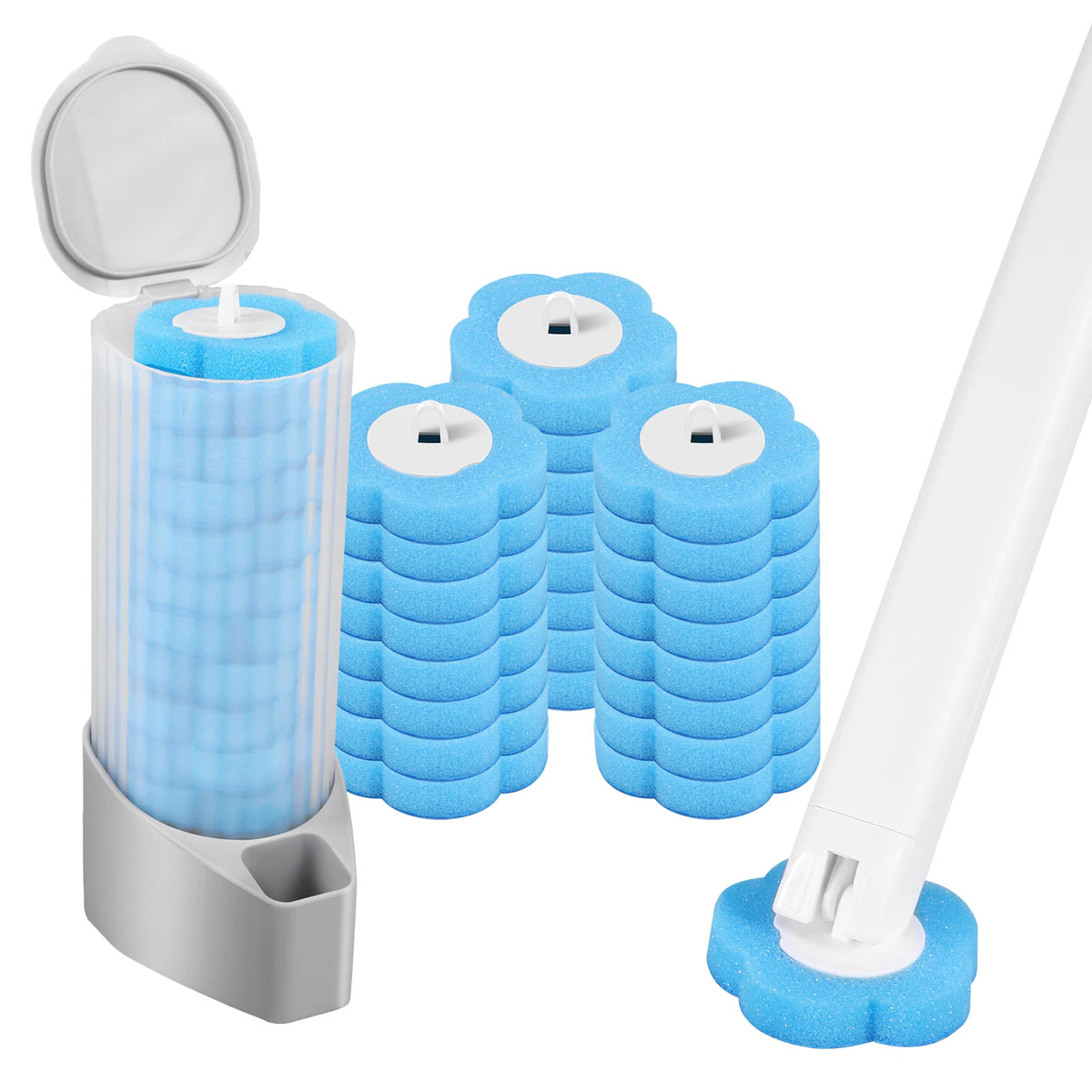 WC-Bürste mit Halter & Einweg-Wechselköpfen – 360° Reinigung, hygienisch & duftig