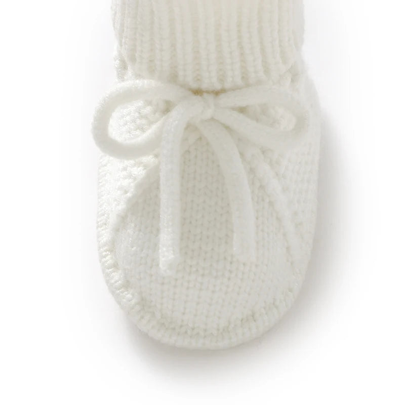 Baby Lauflernschuhe – Weiche Stricksohle mit Schleife, rutschfest (0–18 Monate)