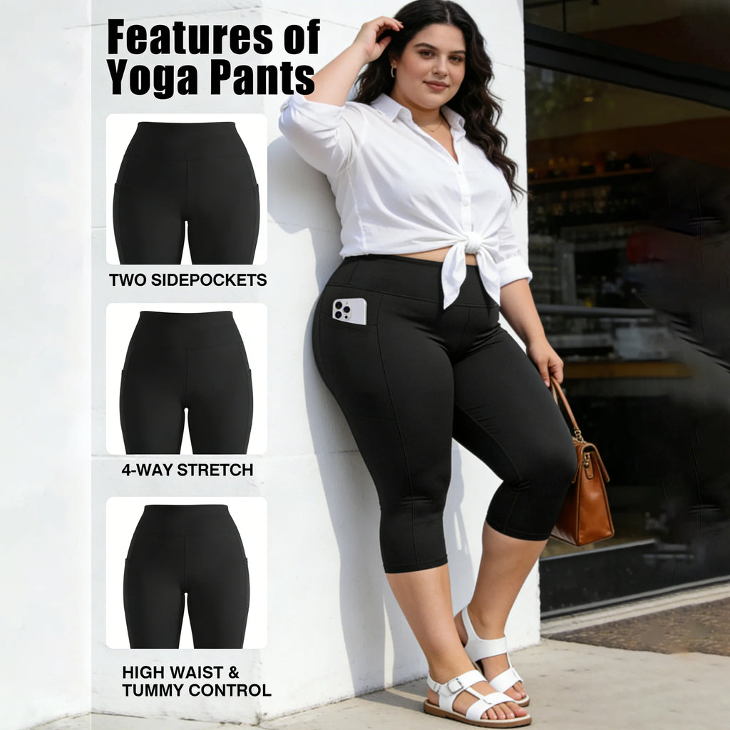 Plus-Size Leggings mit Taschen – High-Waist, Bauchkontrolle, weich