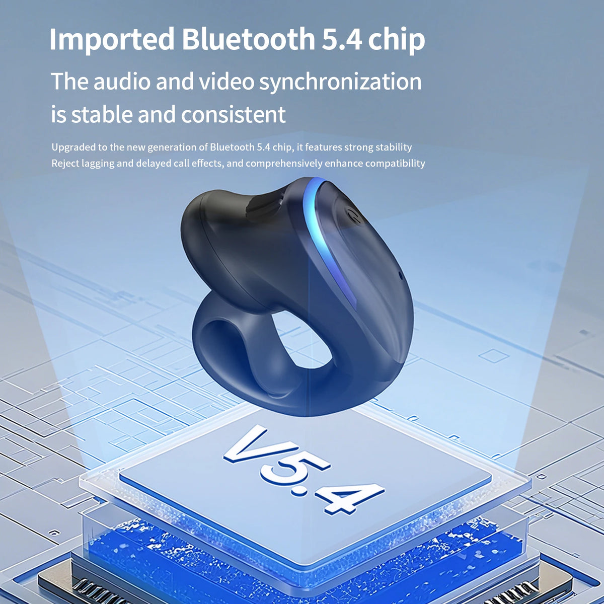 Bluetooth 5.3 Knochenleitungs-Kopfhörer – Clip-On, Einseitig, Sport, für iPhone & Android