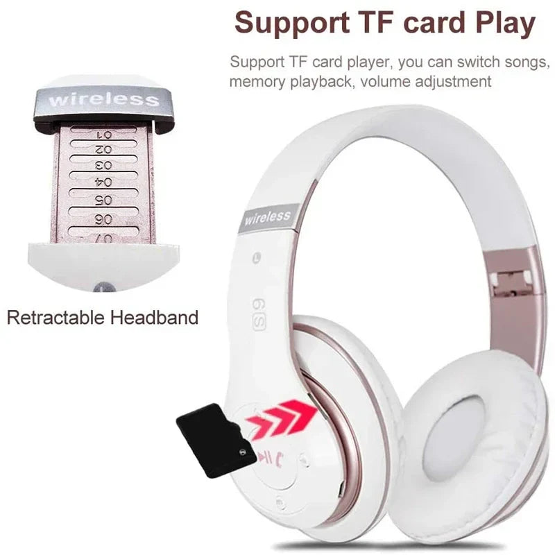 Kabellose Noise-Cancelling Kopfhörer – HiFi Stereo, Bluetooth, Weiss Roségold