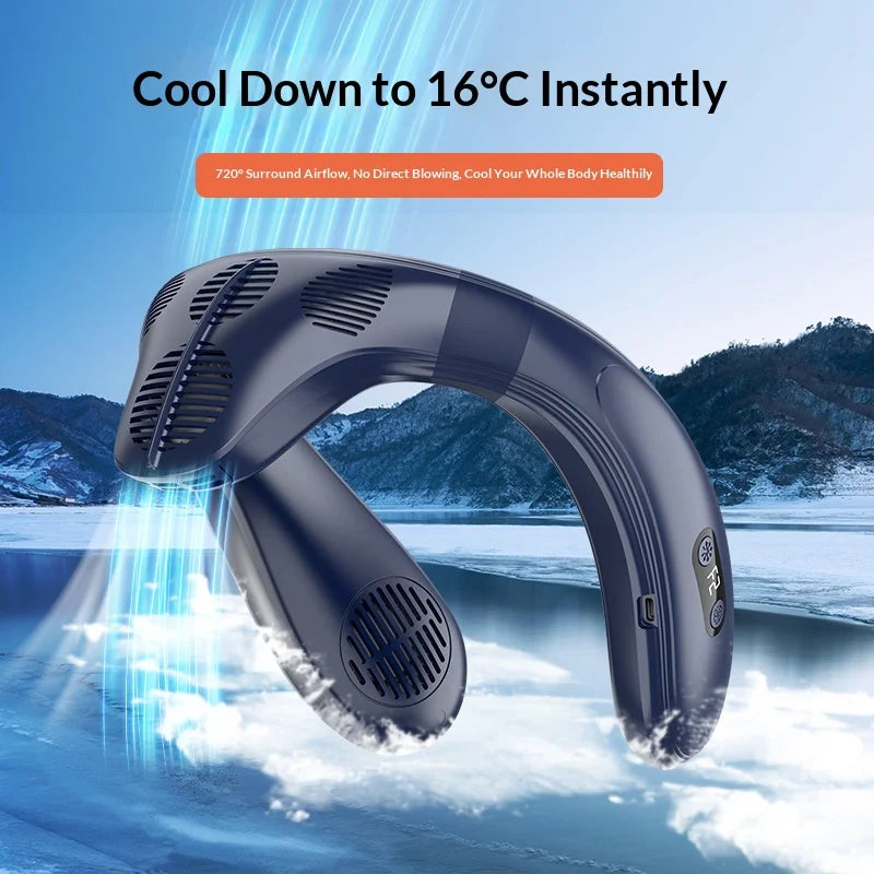 Tragbarer Nackenlüfter – Klingenloses Wearable-Kühlgerät (USB aufladbar)