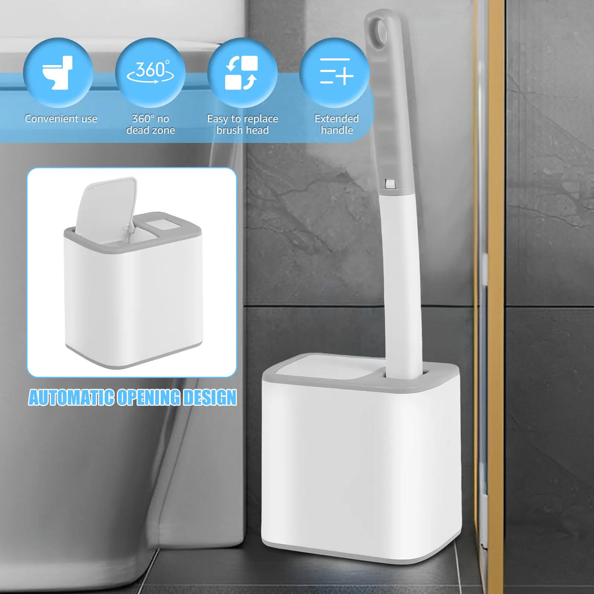 WC-Bürste mit Halter & Einweg-Wechselköpfen – 360° Reinigung, hygienisch & duftig