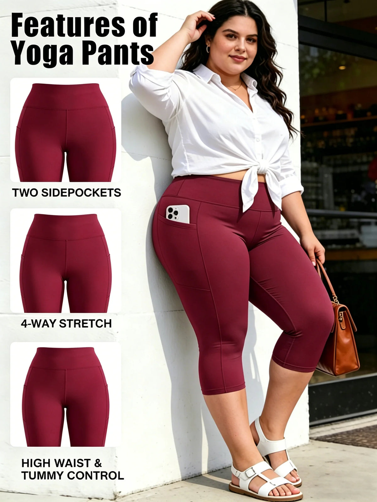 Plus-Size Leggings mit Taschen – High-Waist, Bauchkontrolle, weich