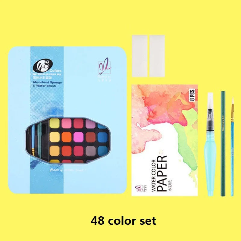 Professionelles Aquarell-Malset – 24/36/48 Farben, Reise-Set für Künstler & Kinder