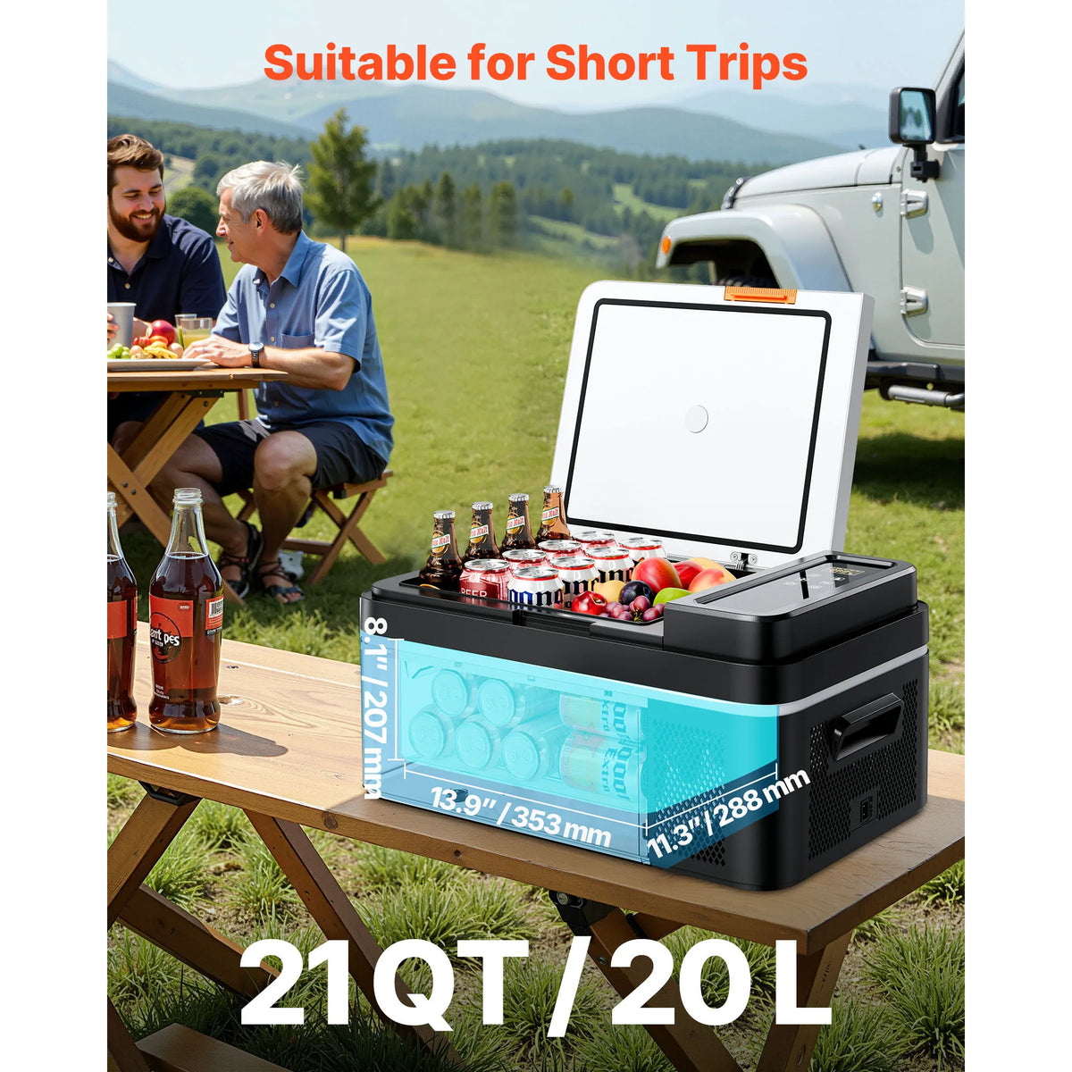 Tragbarer Kompressor-Kühlschrank 20L – 12/24V DC & 110–240V AC, für Auto, Camping & Outdoor
