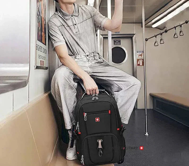 Reise Rucksack 30L mit USB-Ladeanschluss – Atmungsaktiv, Wasserdicht, Schwarz