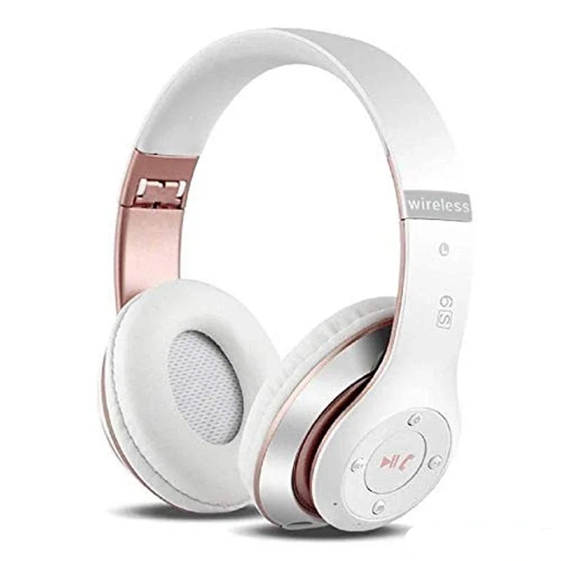 Kabellose Noise-Cancelling Kopfhörer – HiFi Stereo, Bluetooth, Weiss Roségold