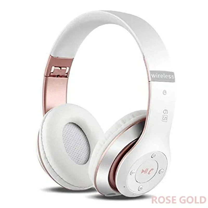 Kabellose Noise-Cancelling Kopfhörer – HiFi Stereo, Bluetooth, Weiss Roségold