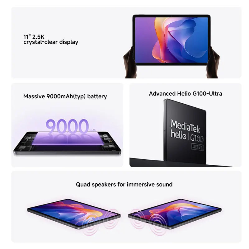 Xiaomi Redmi Pad 2 Global – 11" 2,5K 90Hz, MediaTek Helio G100-Ultra, 8GB/256GB, 9000mAh, HyperOS 2