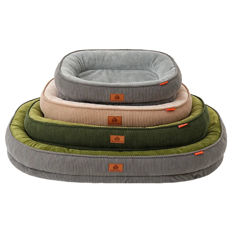 Cord-Hundebett mit abnehmbarem, waschbarem Bezug – Weiches Plüsch-Haustierbett