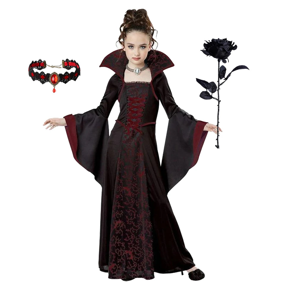 Halloween Kostüm Mädchen – Geisterbraut Mesh-Kleid mit Zubehör (110–160 cm)