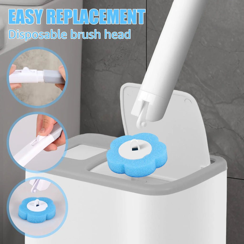 WC-Bürste mit Halter & Einweg-Wechselköpfen – 360° Reinigung, hygienisch & duftig