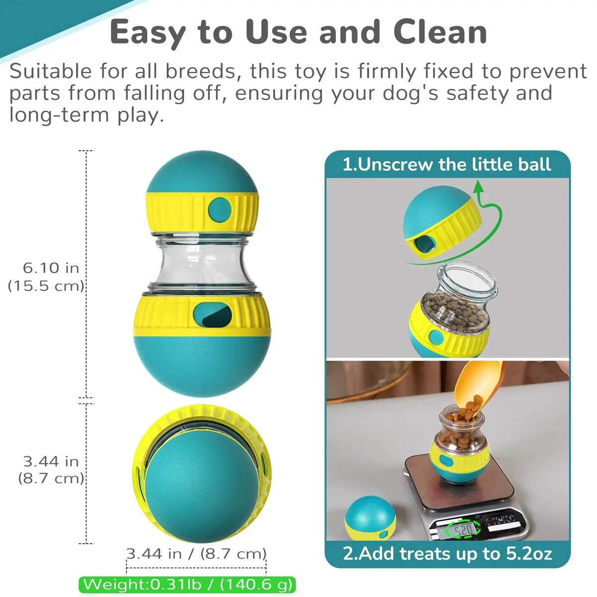Slow Feeder Ball für Hunde – Verstellbares Puzzle-Spielzeug mit Leckerlifächer (S/M/L)