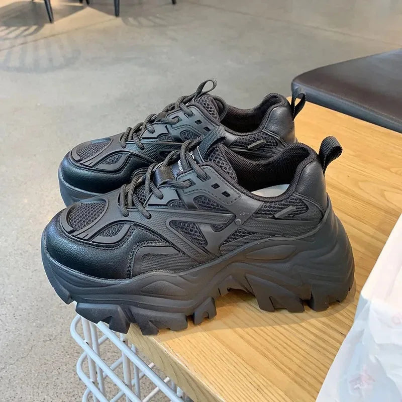 Damen Platform Sneakers – Chunky Sportschuhe mit Mesh-Obermaterial