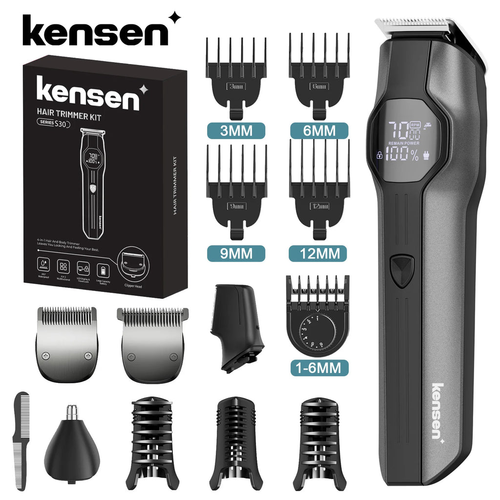 Kensen S30 4-in-1 Haarschneider – Kabellos mit LED-Display