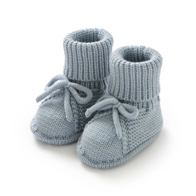 Baby Lauflernschuhe – Weiche Stricksohle mit Schleife, rutschfest (0–18 Monate)