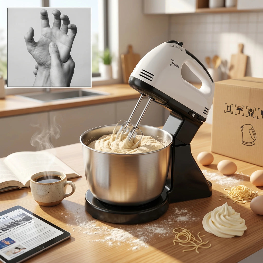 Elektrischer Handmixer – 7 Stufen, 100W mit Edelstahlhaken